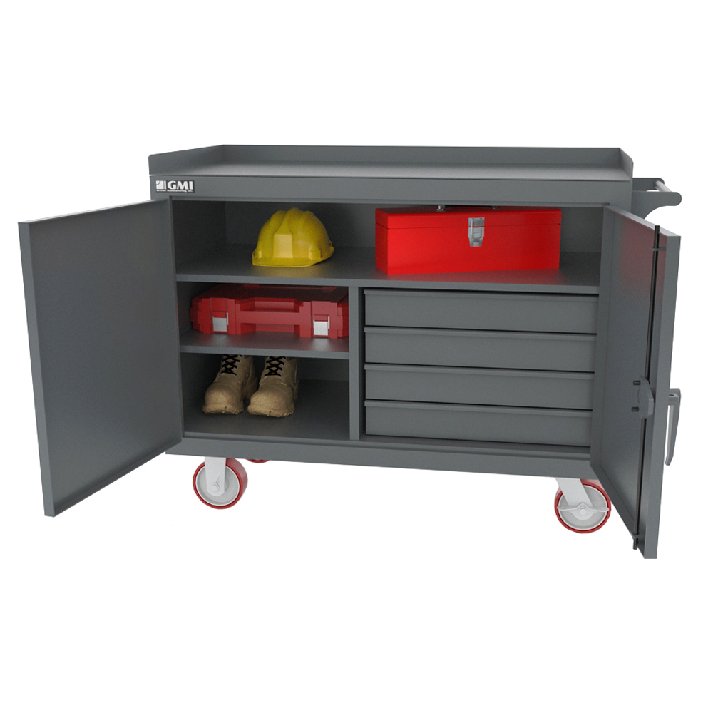 EXM-800 - FOUR DRAWER / SHELF HEAVY DUTY MOBILE WORKBENCH | Greene